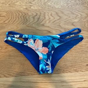 Rip Curl reversible aqua blue and floral bikini bottom